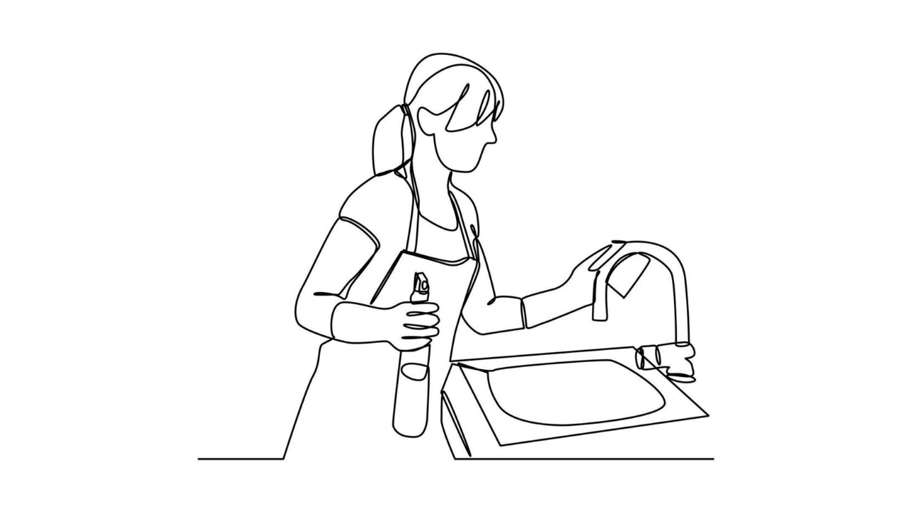 cleaning woman sketch